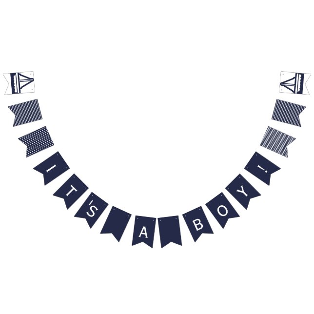 En Boy Navy Nautical Bunting Vimplar (Alla)