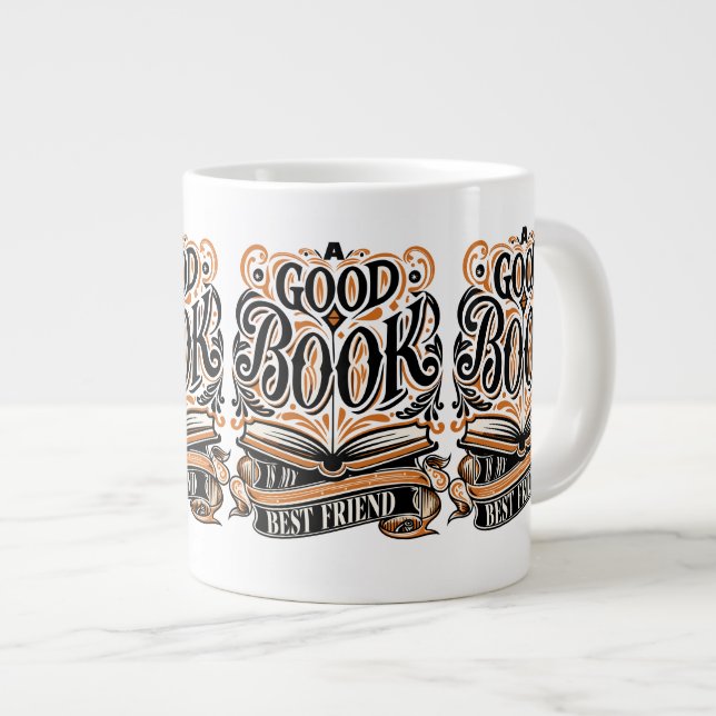 En bra bok är min bästa vänskapskalligrafi jumbo mugg (Framsida höger)