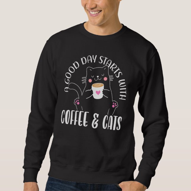 En Bra börjar med kaffe och koffein Lång Ärmad Tröja (Framsida)