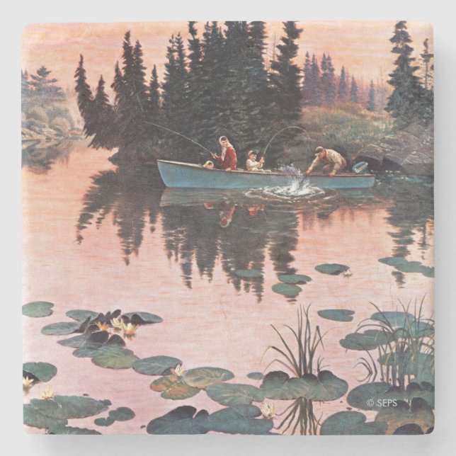 En Bra Catch från John Clymer Stenunderlägg (Framsidan)