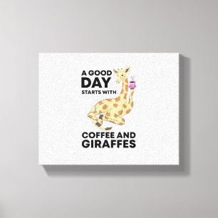 En bra dag börjar med kaffe & giraffpresent rolig canvastryck