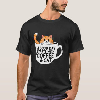 En Bra Dag Börjar Med Kaffe & Katt Rolig Husdjur K T Shirt