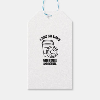 EN BRA DAG BÖRJAR MED KAFFE OCH DONUTER PRESENTETIKETT