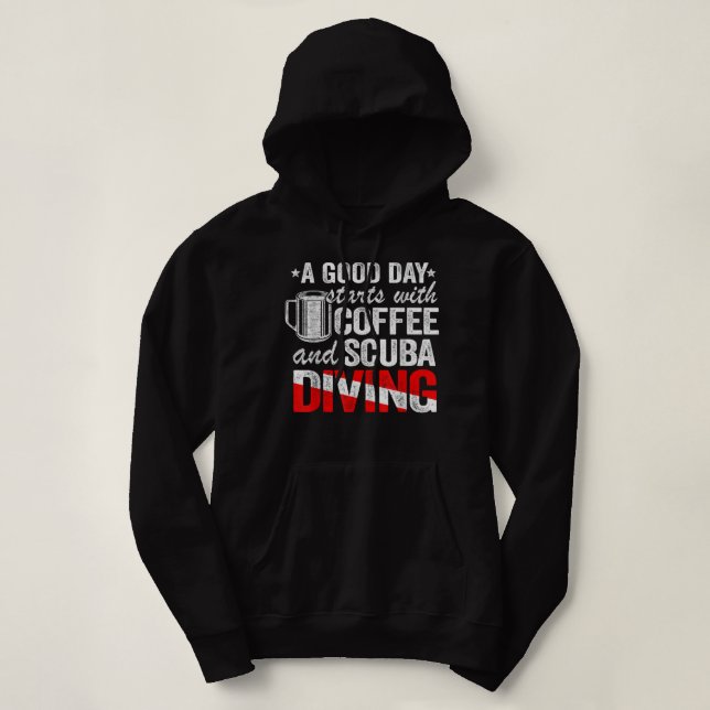 En Bra-dag börjar med kaffe och Dyka. T Shirt (Design framsida)