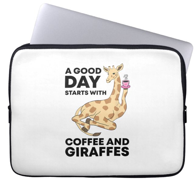 En Bra-dag börjar med kaffe och giraffe Gift Funny Laptop Fodral (Framsidan)