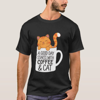 En Bra Dag Börjar Med Kaffe Och Roliga Katter Älsk T Shirt