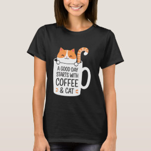 En Bra Dag Börjar Med Kaffe Och Sötkattsälskare T Shirt