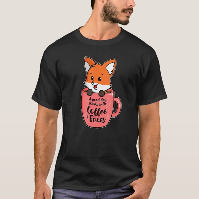En Bra dag med kaffe och foxkaffe 1 T Shirt (Framsida)