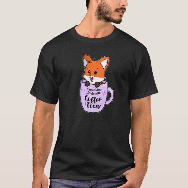 En Bra dag med kaffe och foxkaffe 2 T Shirt (Framsida)