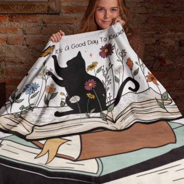 En Bra för att läsa en Bok Cat Bok Älskare Fleecefilt (Skapare uppladdad)