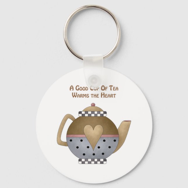 En Bra Kopp i Tea avfyrar hjärtat Nyckelring (Framsida)