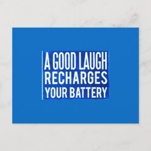 EN BRA LAUGH ÅTAR DINA BATTERIER HAPPINESS AD VYKORT
