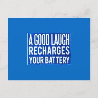 EN BRA LAUGH ÅTAR DINA BATTERIER HAPPINESS AD VYKORT