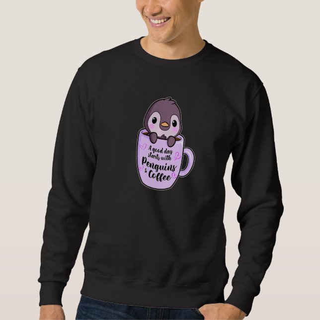 En Bra med kaffe och Penguin Penguin Lång Ärmad Tröja (Framsida)