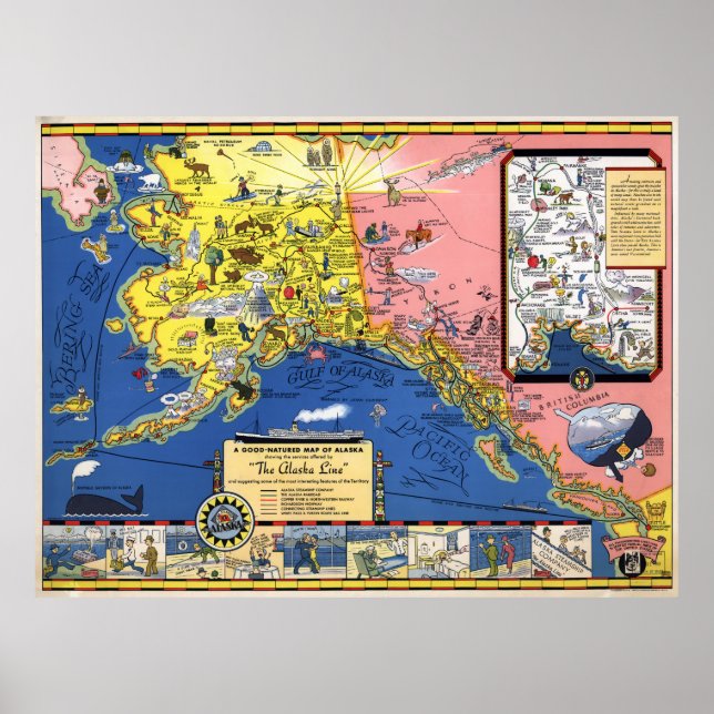 En bra-naturen karta i Alaska Poster (Framsidan)