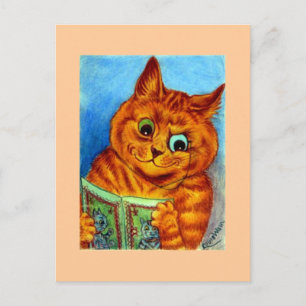 En Bra Read, illustrerad av Louis Wain Vykort