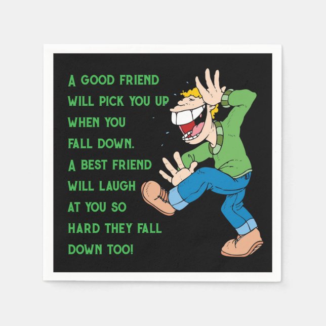 "En bra vän" - Funny Cocktail Napkin Pappersservett (Framsidan)