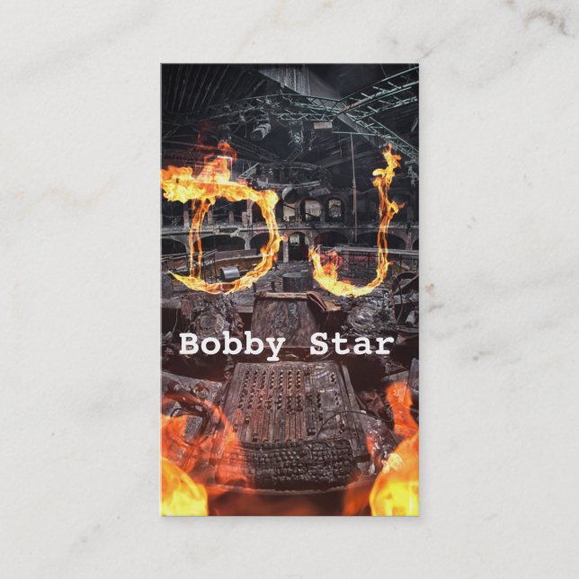 En bränd coola DJ klubbar flammar den initiala Visitkort (Framsida)