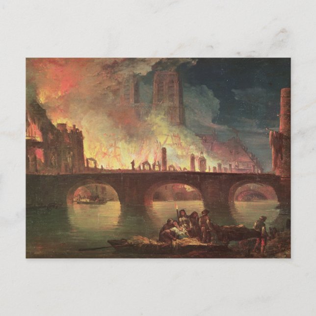 En brand på hotell-Dieu 1772 Vykort (Framsida)