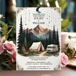 En brandkampanj för Cabin Forest Wood Himlar Träd  Inbjudningar