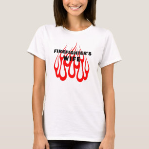 En brandman fru flammar tee shirt