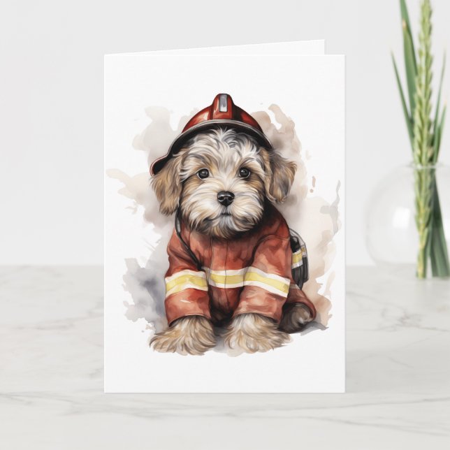 En brandmans bästa vän Hund brandman kostym  Kort (Framsida)