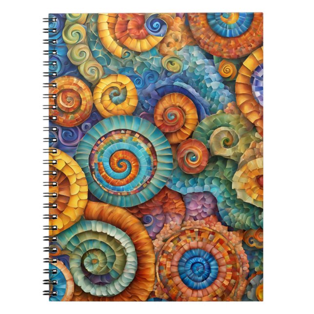 En brant bärbar dator med Spiral Mosaic Design Anteckningsbok (Framsidan)