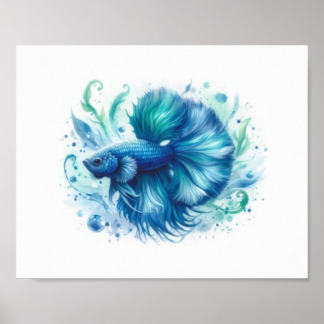 En brant Blue Betta Fish-utskrift Poster (Framsidan)