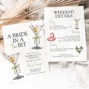 En Bride i en Tini Bit Bachelorette Party Itinerar Inbjudningar