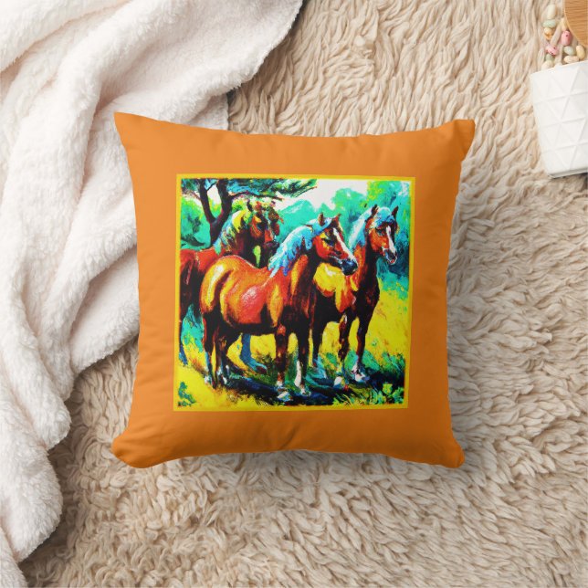 En Bright och Cheerful Horse Art Biet. Köp nu Kudde (Filt)