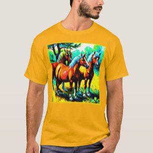 En Bright och Cheerful Horse Art Biet. Köp nu T Shirt