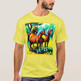 En Bright och Cheerful Horse Art Biet. Köp nu T Shirt