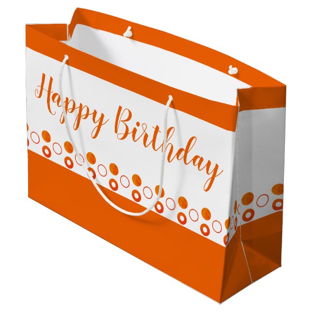 En Bright Orange Polka Dot Designer Birthday (Baksidan Vinklad)
