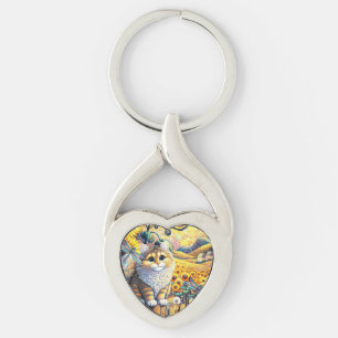 En Bright Sunny Day Twisted Heart Silverfärgad Nyckelring