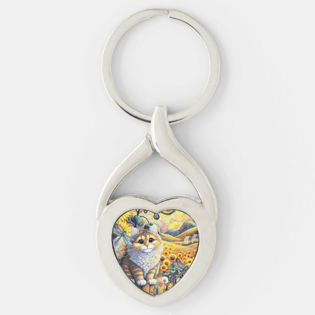 En Bright Sunny Day Twisted Heart Silverfärgad Nyckelring (Framsidan)