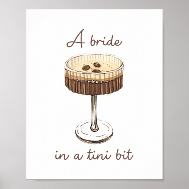 En brud i en liten bit Bride Funny Martini Bachelo Poster (Framsidan)