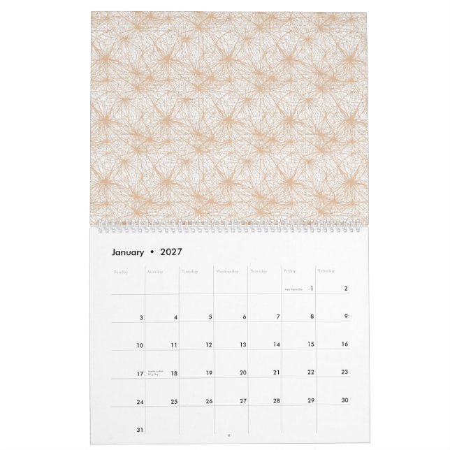 en brun bakgrund med mönster i cirklar kalender (Jan 2027)