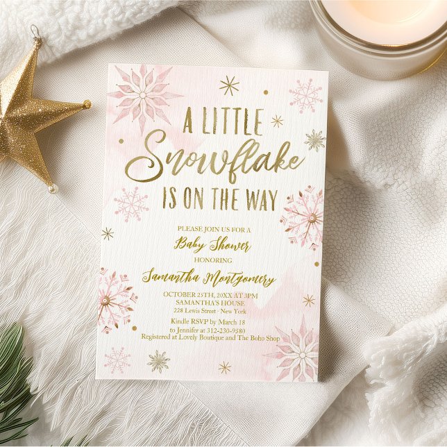En budgetinbjudan till baby shower med små snöflin (Skapare uppladdad)