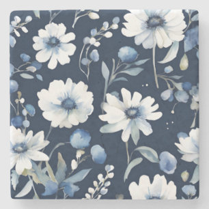 En bukett blommor elegant akvarell blå stenunderlägg