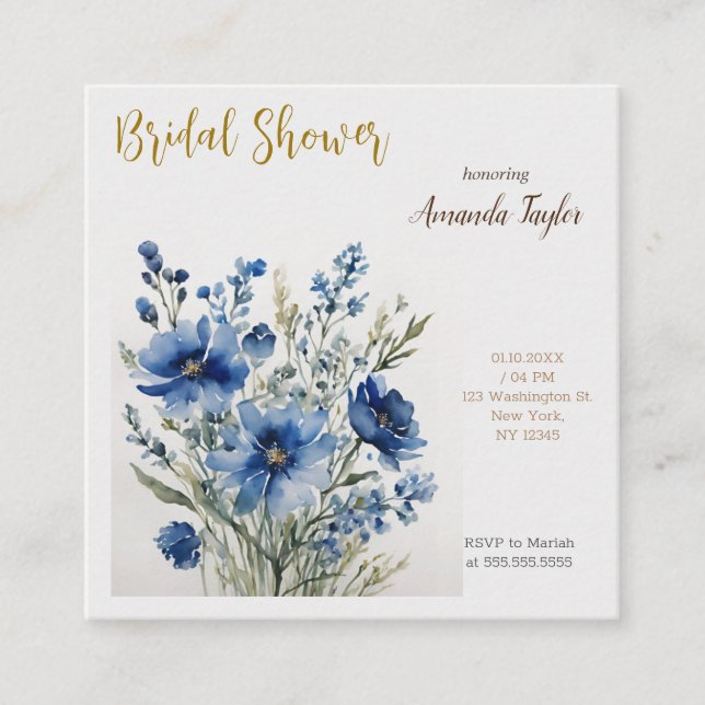 En bukett blommor elegant akvarell bröllopsdusch tilläggskort (Framsida)