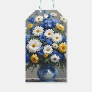 En bukett blommor elegant akvarell presentetikett
