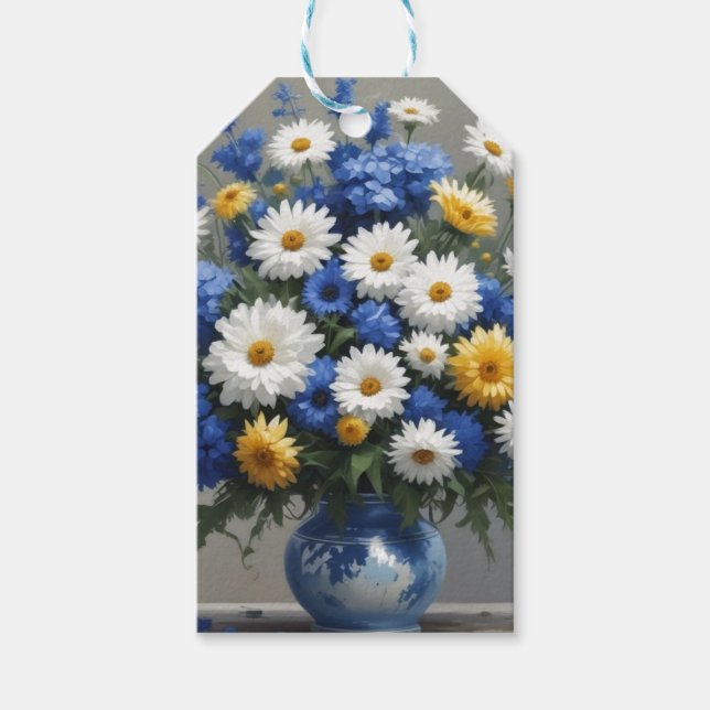 En bukett blommor elegant akvarell presentetikett (Framsidan)