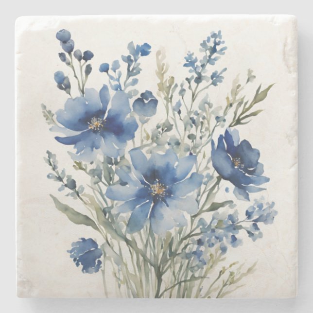 En bukett blommor elegant akvarell stenunderlägg (Framsidan)