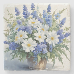 En bukett blommor elegant akvarell stenunderlägg