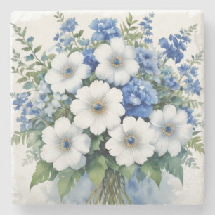 En bukett blommor elegant akvarell stenunderlägg