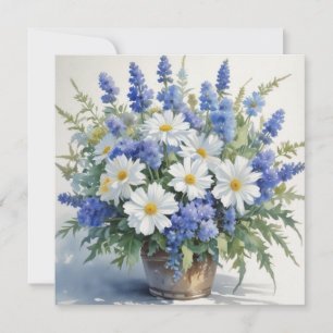 En bukett blommor elegant akvarell tack kort