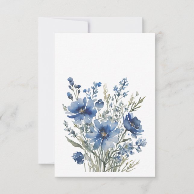 En bukett blommor elegant akvarell tack kort (Framsida)
