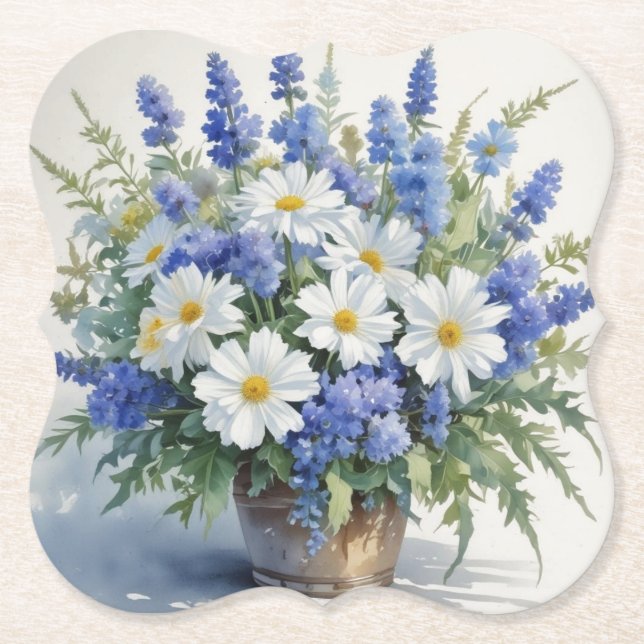 En bukett blommor elegant akvarell underlägg papper (Framsida)
