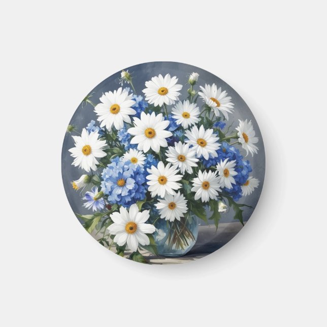 En bukett blommor Eleganta tusenskönor Vattenfärg Magnet (Framsidan)