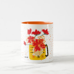 En bukett blommor Tvåtons kaffemugg